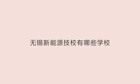 无锡新能源技校有哪些学校(无锡新能动力电气科技有限公司怎么样)