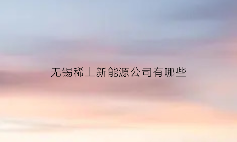 无锡稀土新能源公司有哪些