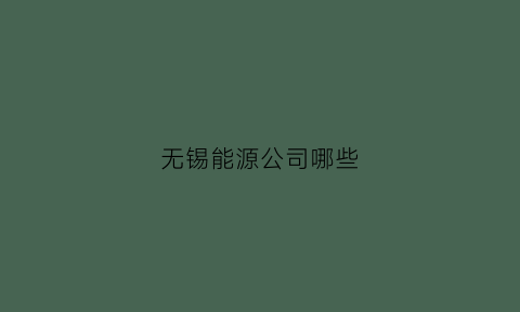 无锡能源公司哪些