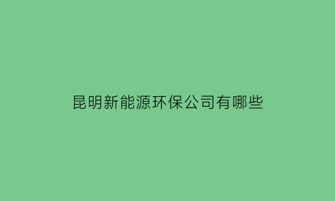 昆明新能源环保公司有哪些