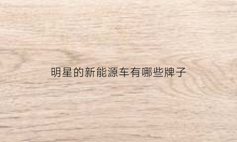 明星的新能源车有哪些牌子