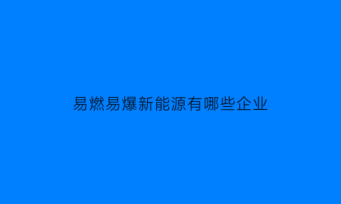 易燃易爆新能源有哪些企业(易燃行业)