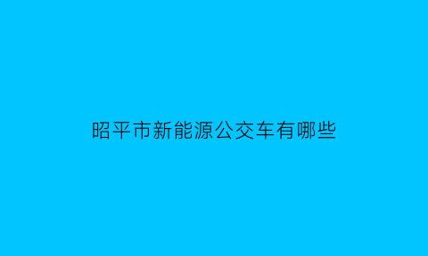 昭平市新能源公交车有哪些