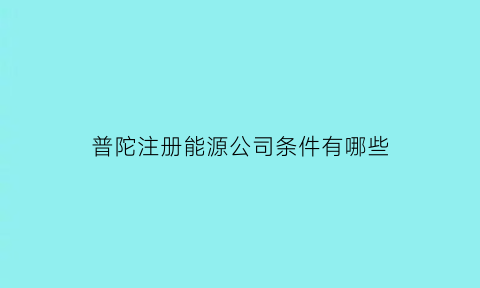 普陀注册能源公司条件有哪些