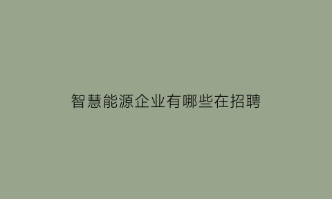 智慧能源企业有哪些在招聘(智慧能源公司简介)