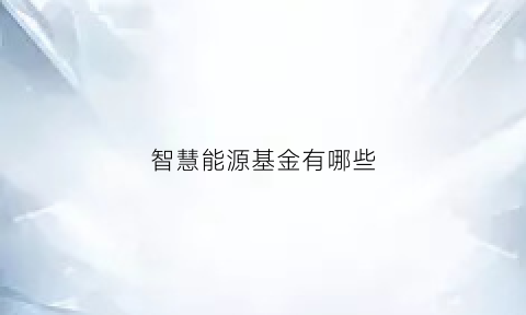 智慧能源基金有哪些(智慧能源可以长期持有吗)