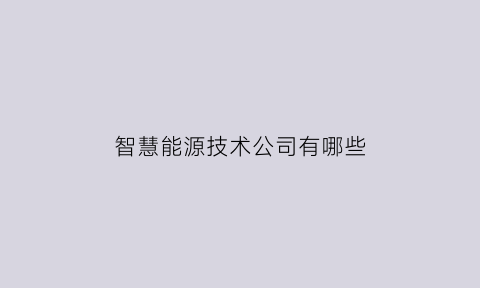 智慧能源技术公司有哪些