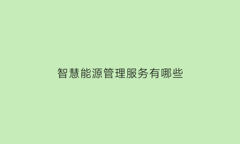 智慧能源管理服务有哪些