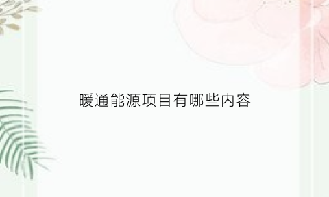 暖通能源项目有哪些内容