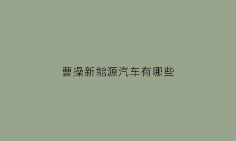 曹操新能源汽车有哪些