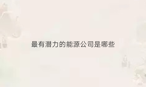 最有潜力的能源公司是哪些