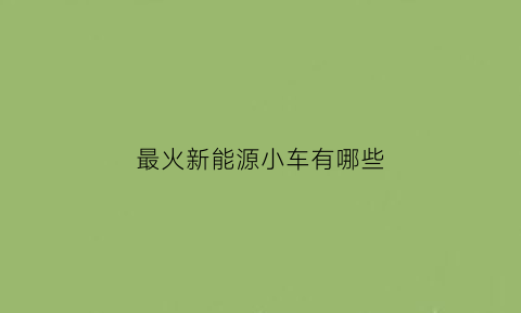 最火新能源小车有哪些