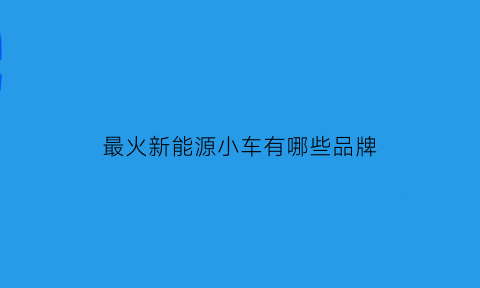 最火新能源小车有哪些品牌