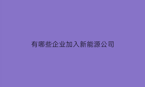 有哪些企业加入新能源公司