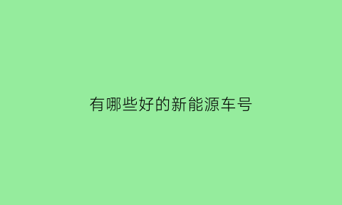 有哪些好的新能源车号