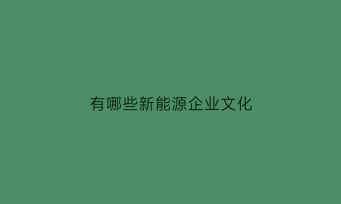 有哪些新能源企业文化