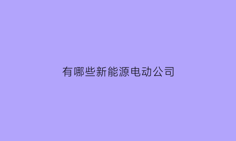 有哪些新能源电动公司