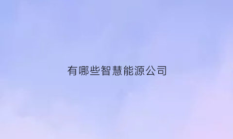 有哪些智慧能源公司