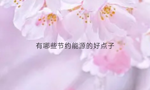 有哪些节约能源的好点子