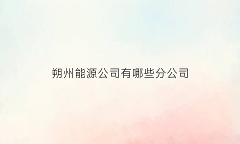 朔州能源公司有哪些分公司