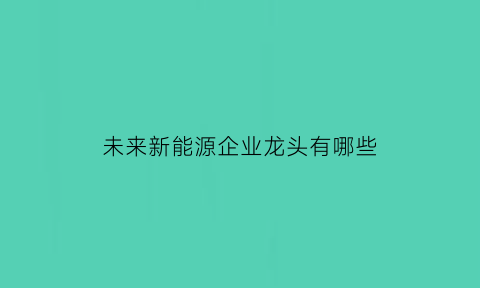 未来新能源企业龙头有哪些