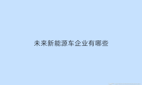 未来新能源车企业有哪些