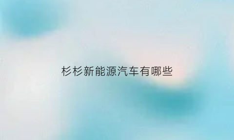 杉杉新能源汽车有哪些