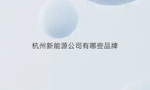 杭州新能源公司有哪些品牌