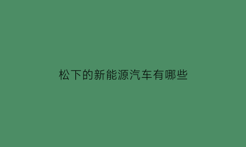 松下的新能源汽车有哪些(松下新能源公司怎么样)