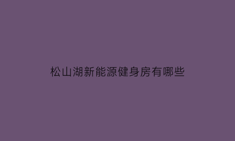 松山湖新能源健身房有哪些