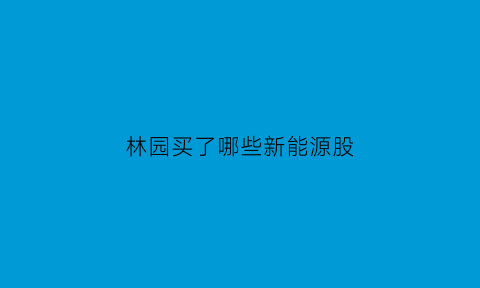 林园买了哪些新能源股(林园买了什么股)