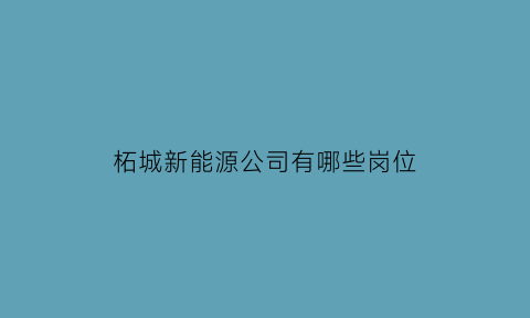 柘城新能源公司有哪些岗位