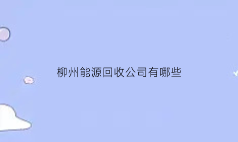 柳州能源回收公司有哪些