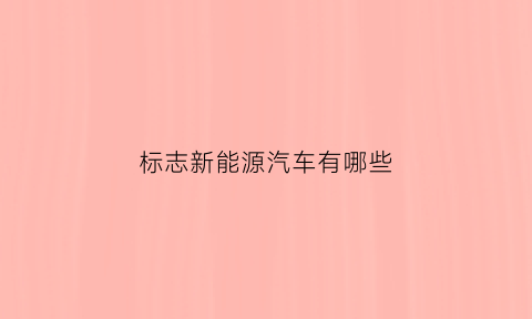 标志新能源汽车有哪些