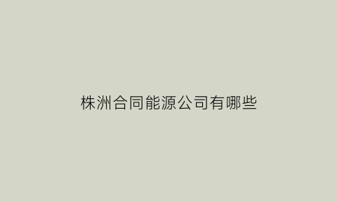 株洲合同能源公司有哪些