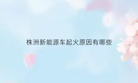 株洲新能源车起火原因有哪些(株洲新能源产业链)