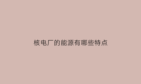 核电厂的能源有哪些特点