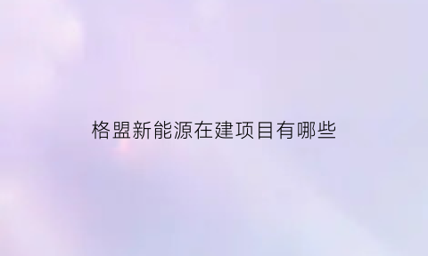 格盟新能源在建项目有哪些(格盟新能源有限公司)