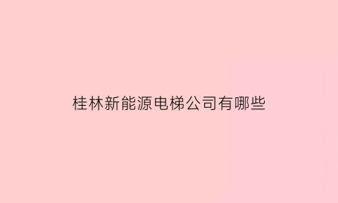 桂林新能源电梯公司有哪些