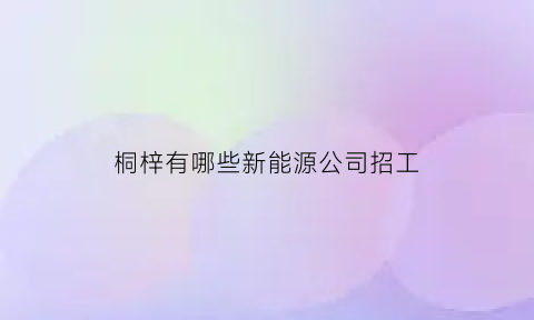 桐梓有哪些新能源公司招工