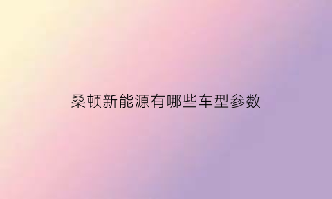 桑顿新能源有哪些车型参数