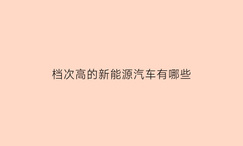 档次高的新能源汽车有哪些