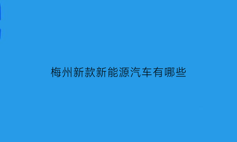 梅州新款新能源汽车有哪些