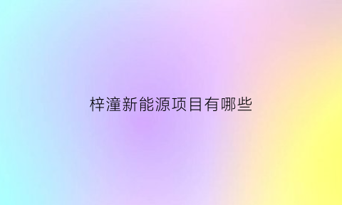 梓潼新能源项目有哪些