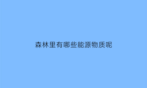 森林里有哪些能源物质呢