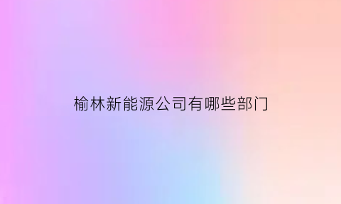 榆林新能源公司有哪些部门