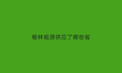 榆林能源供应了哪些省(榆林能源有限责任公司)