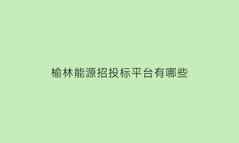 榆林能源招投标平台有哪些