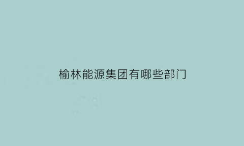 榆林能源集团有哪些部门