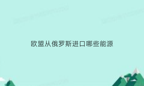 欧盟从俄罗斯进口哪些能源